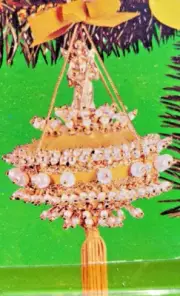 Fibre-Craft ANGEL SATURN Red Panorama Sequin Bead Vtg Christmas Ornament Kit