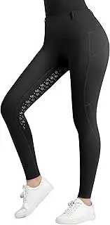 [Harrison Howard] Rider Breeches with Pockets & Belt Loops, Breathable Riding Tights Full-Seat Breeches for Women Tummy Tuck