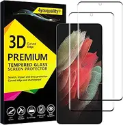 [4youquality] Tempered Glass Screen Protector for Samsung Galaxy S21 Ultra, 2-Pack, [LifetimeSupport][Impact-Resistant][Anti-Shatter][Anti-Scratch]