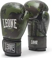 Leone GN324 1947 Boxing Kickboxing Gloves Unisex [CAMO] Flex Synthetic Leather PU Pad, Velcro Closure, 12oz / Camo Green
