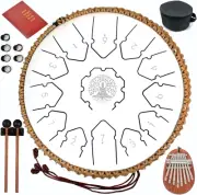 AVMP White Steel Tongue Drum 13 Note 12 Inch C Major Hand Pan Drums Instrumen...