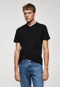 在飛比找ZALORA購物網優惠-Basic Cotton V-Neck T-Shirt