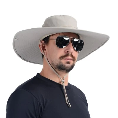 USHAKE Foldable Super Wide Brim Fishing/Bucket/Safari/Sun Hat, UPF 50+, Medium