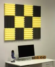 2x12x12 YELLOW and BLACK Acoustic Wedge Soundproofing Studio Foam Tiles 12 PK