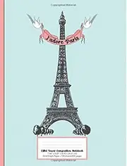 J'adore Paris Eiffel Tower Composition Notebook Grid/Graph Paper 7.44" x 9.69"(18.9 x 24.61 cm)