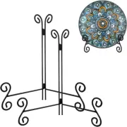 Plate Stands for Display, 10 Inch Easel Stand for Decoration Plate, 2 Pack Black