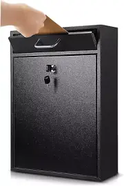 Locking Mailbox Outdoor Large Wall Mount Lock Security Mail Drop Metal Collectio