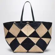 [Loewe] Puzzle Fold Tote XXL natural/navy raffia bag One size Beige