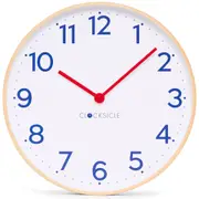 Clocksicle Silent Wood Wall Clock, Navy, 50cm