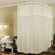 Hospital Curtain Zig Zag ICU 2 Panel Partition Net with White Curtain (12 x 7Ft)