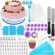 zolyet 150pcs Cake Decorating Kit Baking Supplies Tools with Cake Turntable,Cake Pans Set for Beginners and Cake rs Set 150 pcs