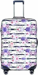 [FSCEV] Striped Succulent Trolley Suitcase Protective Cover Business Travel Luggage Protector Fashion 18-32 Inch, White, S