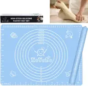Rolling Pin Dough Roller Non Stick Silicone Baking Mat Set Rolling Pins for Baki