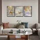 3pcs The Deer In The Snowfield Wall Art Canvas Framed 50x70cm