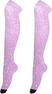 [Joitme] Lavender Purple Glitter Thigh High Socks Women, Soft and Lightweight, Thigh Highs Stockings, Lavender Purple Glitter