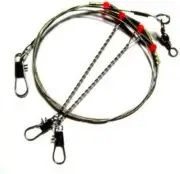 10 Pcs Fishing Wire Leader Trace with Snap & Beads & 2 Arms