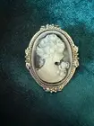 New Vintage Style Cameo Brooch in Silver Plated Mounting NOS Kmart