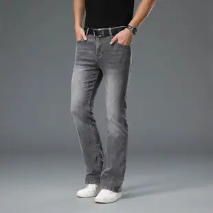 男士薄款喇叭牛仔褲韓國灰色牛仔褲