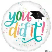 Follow Your Dreams Graduation You Did It 18" Jr Shape Foil Balloon, Multi-Color