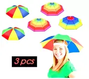 3x Hat Umbrella Outdoor Foldable Sun Golf Fishing Camping Headwear Sunshade Cap