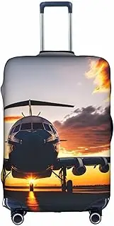 [pvinnk] Aircraft Plane at Sunset Print Protective Luggage Cover Elastic Washable Suitcase Travel Gear Protector, White, X-Large