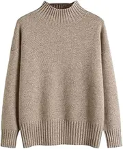 [Generic] Women Cashmere Sweater Turtleneck Thicken Long Sleeve Warm Solid Pullovers Knitted Sweater