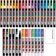 Posca Paint Marker Fine Point (PC-3M,PC-3ML) 31 Colors FULL RANGE Bundle Set Uni Mitsubishi Poster Colour ALL COLOR 1.1mm Marking Pen Loconeko Original Manual Set