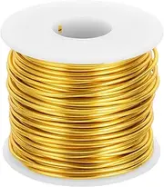 uxcell 12 Gauge Anodized Aluminum Craft Wire Bendable Bonsai Training Wire 98 Feet 2mm for Sculpting Crafts Wreath Floral Beading Jewelry Making, Gold Tone