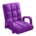 Foldable Lounge Cushion Adjustable Floor Lazy Recliner Chair with Armrest Purple
