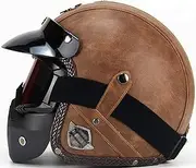 Open Face Helmet Motorcycle Helmet with Visor Retro Jet Helmet with Removable Brim 3/4 Helmet Fits Adult Men Women Cruiser Motorcycle DOT/ECE Approved