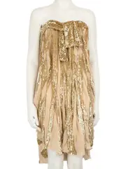 Gold Sequinned Strapless Dress