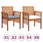 1/2/3/4/8x Solid Wood Acacia Garden Dining Chairs&Cushion Multi Colours vidaXL