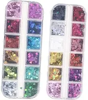 Baluue 2 Boxes Heart Glitter Nail Art Heart Decor Nail Sequins Nail Art Decoration Clear Heart Ornament Bow Nail Embellishments Accessories Cromer Powders Kit Charms Gems Polishey Sticker