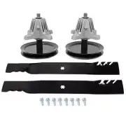 46" Lawn Mower Rebuild Kit Spindles & Mulching Blades For Troy Bilt Horse
