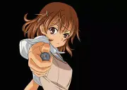 Anime misaka mikoto black background brunette shoulder Playmat Gaming Mat Desk