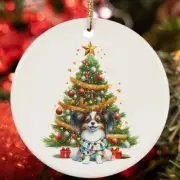 Cute Papillon Dog Reindeer Antler Light Christmas Ornament Gift Tree Decor
