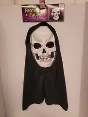 Fun World 2012 Mask Fearsome Faces Skull Grim Reaper Hood Item #9205