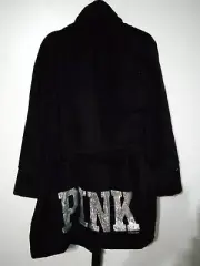 NWT, Womens PINK, Black, Silver Bling Logo Robe, Short, Size, Medium/Large