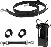Firefighter Radio Strap and Holder Leather Bundle Set Includes Radio Holster, Strap, sway Strap, Cord Keepers