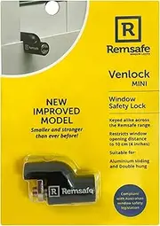 Remsafe Mini Venlock Sliding Window Safety Lock Black, Child Safety Window Lock, Aluminium Sliding Window Restrictor, Adjustable Window Locks, Aluminium Sliding Window, Security Locks Wiith Key