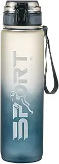 Sports Water Bottle with Straw Camping Hiking Exercise Water Bottle Outdoor Plastics Bottle Large Capacity Drinkware with Carrying Rope beige and grey 800ml