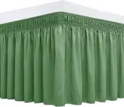 Wrap around Bed Skirts for King & Cal King Beds Short Drop of 12", Sage Adjustab