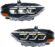 2PCS Car LED Head Lamp Compatible For BMW X1 E84 Headlights 2010-2015 Angel Eye LED DRL Turn Signal Front Light Auto Accessories(Halogen)