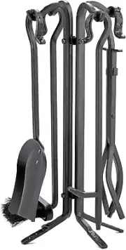 , F-1126, 5-Piece Black Rustic Mini Fireplace Tools Set