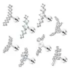 8Pcs 16G Cartilage Earring Set Stainless Steel Flower Opal CZ Stud Earrings F...