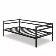 Single Daybed Metal Frame Sofa Premium Black Day Bed Steel Support