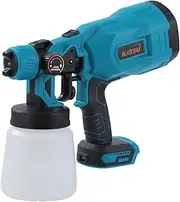 KATSU FIT-BAT Cordless Paint Sprayer 18V/21V Paint Spray Gun with 1.8mm 2.5mm Nozzles for Garden Fence Wood Treatment Furniture Tractors Undercoat and More, Without Battery