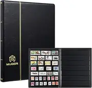 MUDOR Stamp Collecting Album, 7 Rows Pockets Stamp Book for Collectors, 10 Sheets Stamp Stockbook, Black (Black-7 Row)