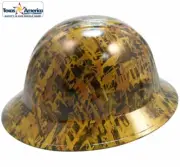 Oilfield Camo Yellow Hydro Dipped Full Brim Hard Hat with Ratchet Suspension