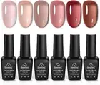 Gel Nail Polish Set, 6 Colors Nude Sheer Natural Pink Red Brown Gel Nail Polish